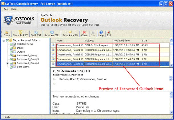 Outlook PST Recovery Software Freeware
